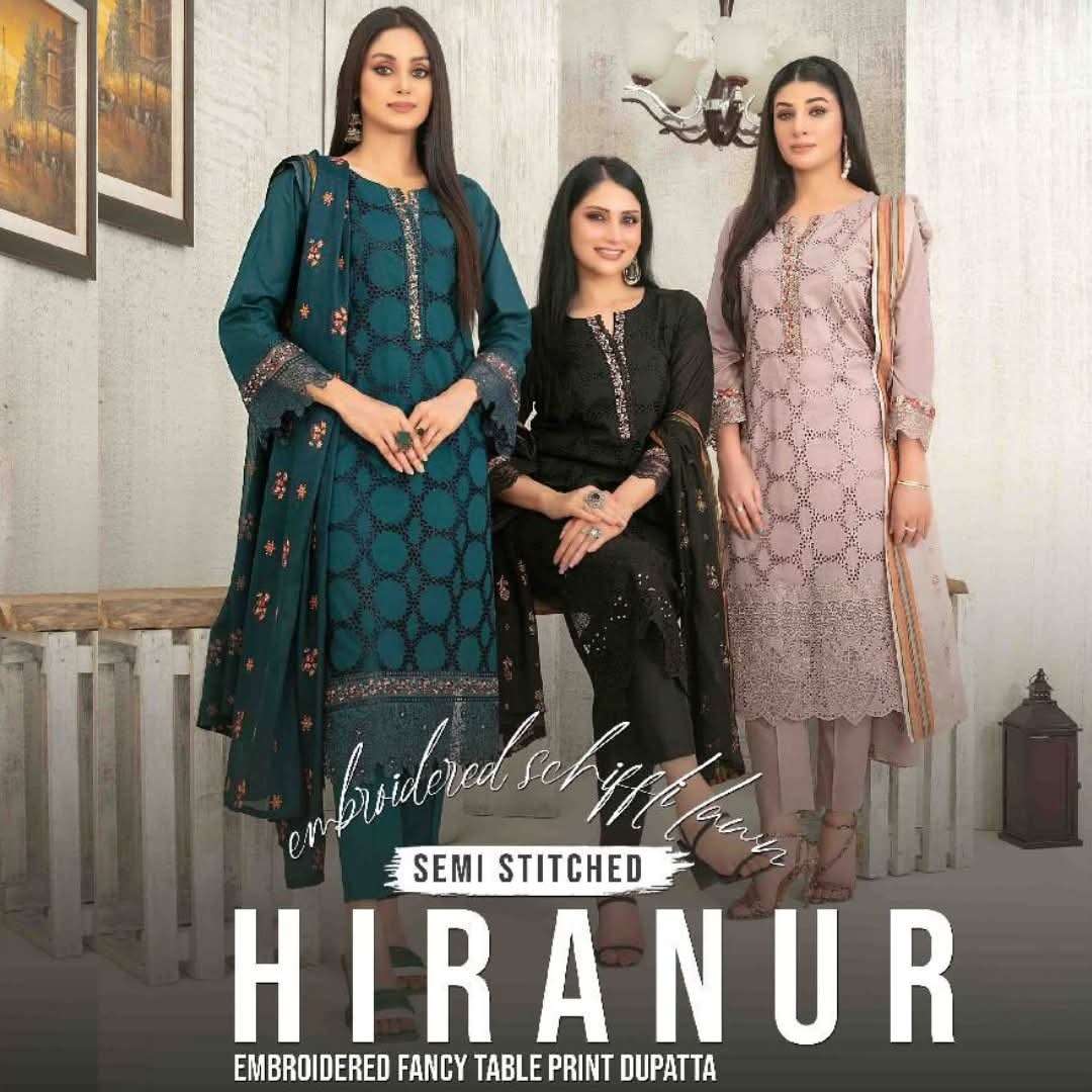 HIRANUR New Embroidered Schiffli Lawn Shahid Tawakkal